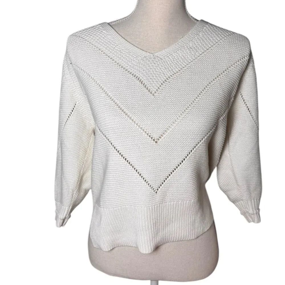 Brochu Walker Decker V-Neck Cotton-Blend Sweater White M